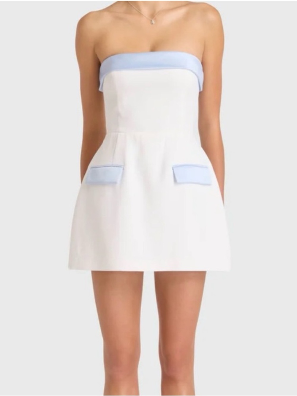 Amanda Uprichard Lucienne Skort Romper Ivory/Powder Blue
